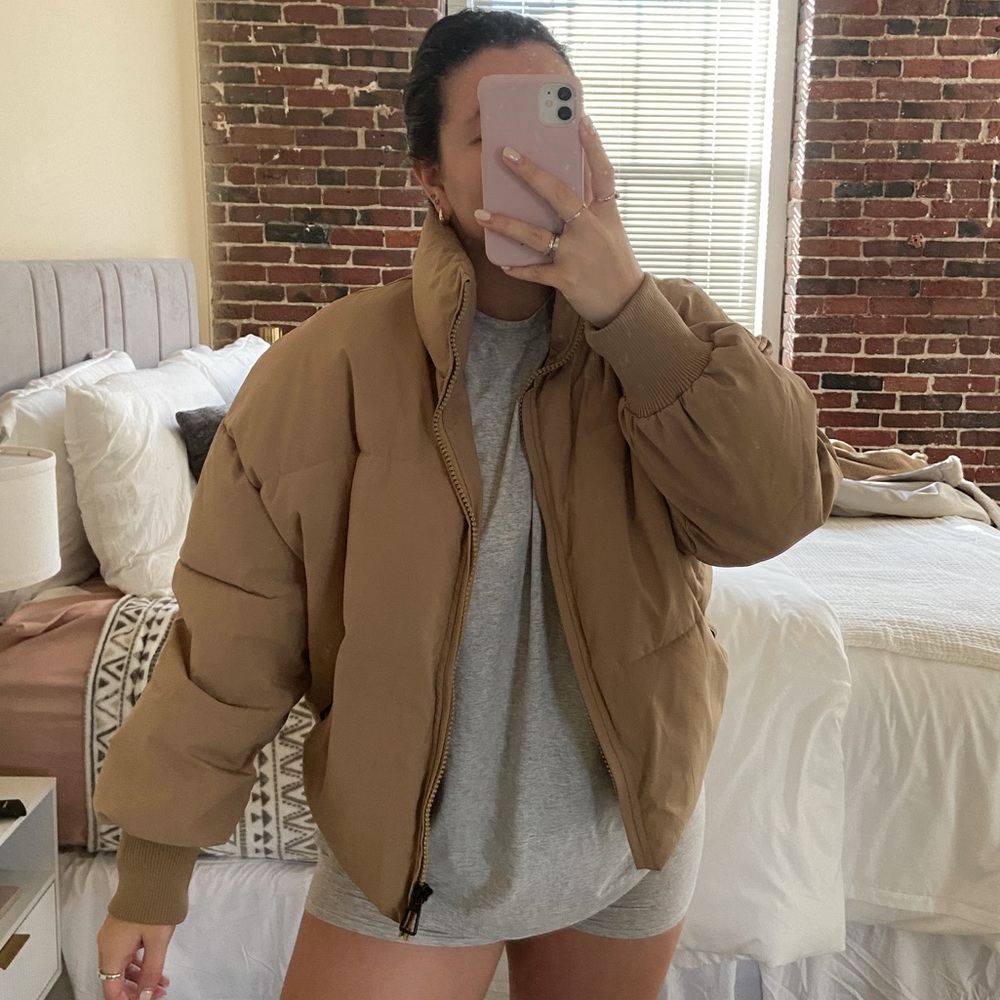 Amazon | Taupe, Cropped, Puffer Jacket